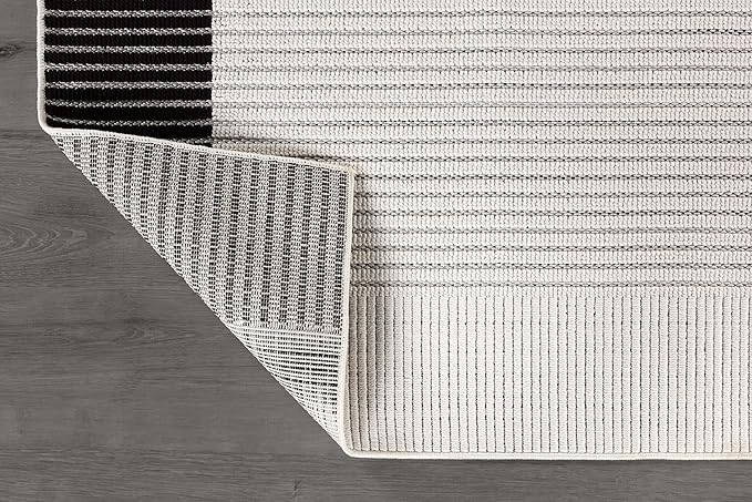 Luul Home Modern Micro Loop Indoor Area Rugs for Living Room Bedroom Kitchen Geometric Striped Black-White 4x6 Luxury Durable Low and High Pile Non-Shedding Stain Resistant Soft Area Carpet 4 x 6