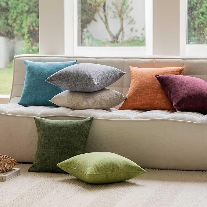 Home Brilliant Linen Throw Pillow Cover 18x18 Decorative Throw Pillow for Bed, Couch, Sofa, Living Room, 1 pc, Ash Grey