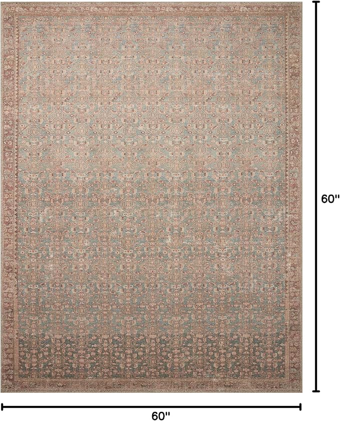Loloi Angela Rose Aubrey Collection AUB-04 Blue/Terracotta 5'-0" x 5'-0", .19" Pile Height, Round Area Rug