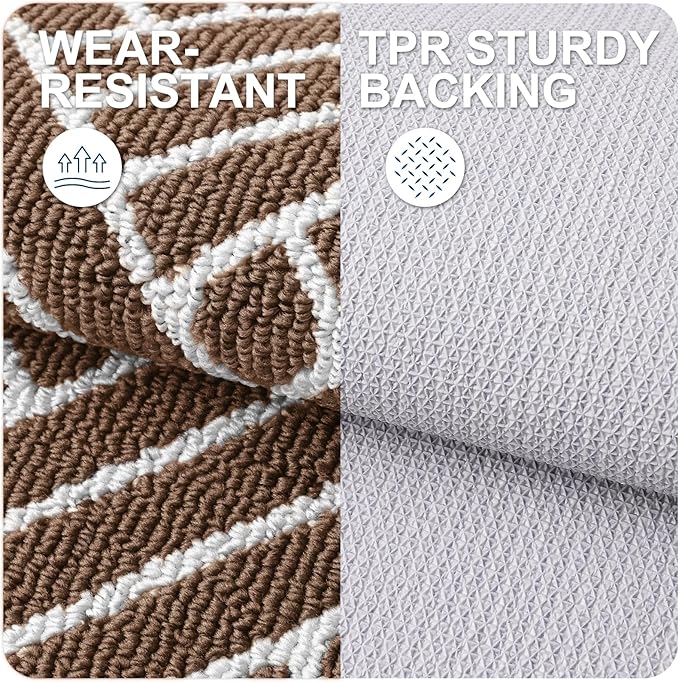 OLANLY Indoor Door Mat, 32x20 Inch, Dirt Resistant and Absorbent, Non-Slip Rubber Backing Floor Mats, Easy Clean Low-Profile Doormat for Entryway, Front Door, and Inside Entrance, Coffee