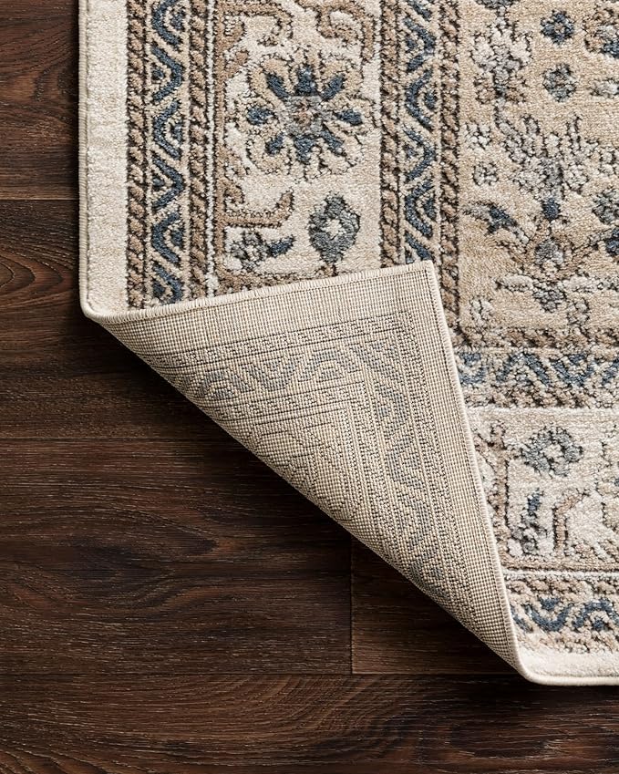 Loloi Teagan Collection TEA-02 Oatmeal/Ivory 6'-7" x 9'-2" Area Rug, Large, Soft Neutral Rug, High-Traffic for Living Room, Bedroom, Home Office, Dining Area
