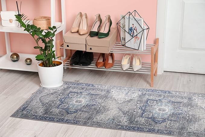 RugOver Machine Washable Area Rug, Pet-Friendly and Non-Slip Indoor Carpet for Kitchen, Bathroom, Living Room, Home Floor Decoration(Seal/Space, 2'6" x 6'6")