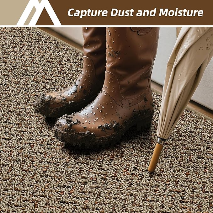 COSY HOMEER Door Mat 17" x 71" Non Slip Absorbent Entryway Rugs Dirt Trapper Doormats Washable Entrance Mats Low Pile Welcome Floor Mat for Front Back Door and Entry Mats,Taupe(Roll Packing)