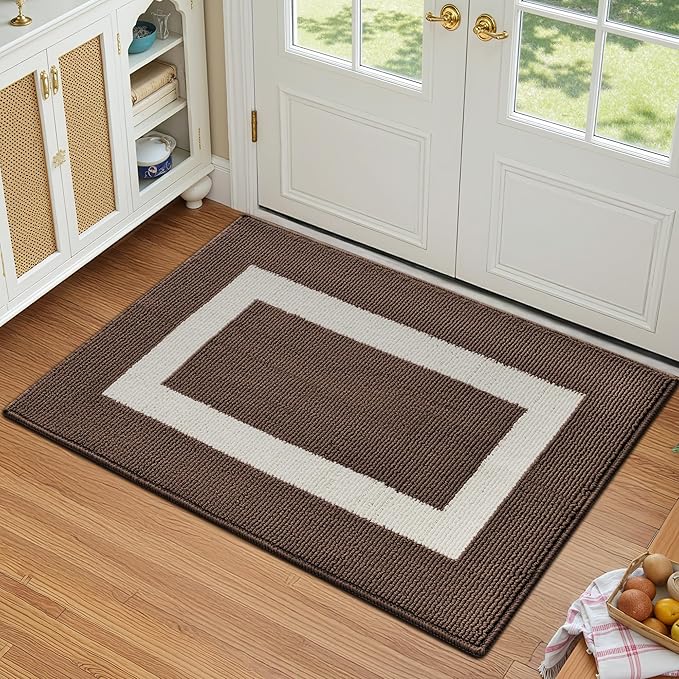 GRANNY SAYS Front Door Mat Outside Entrance, Door Mats for Entryway, Welcome Matt Non-Slip, Large Front Porch Mat Low Profile Resist Dirt, 48"x32", Dark Brown