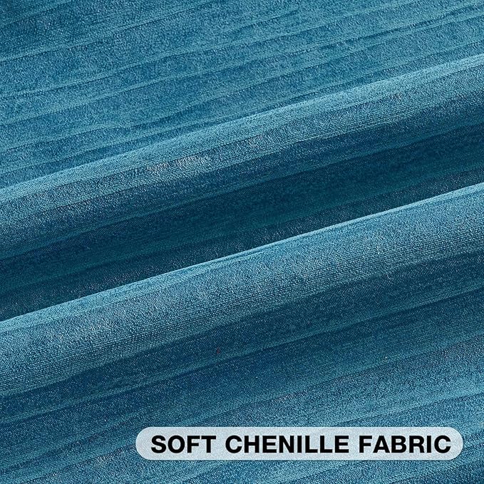 FUTEI Teal Chenille Decorative Throw Pillow Covers 24x24 Inch Set of 2,Soft Crushed Striped Texture European Cushion Case,Modern Home Decor for Couch Bed Living Room