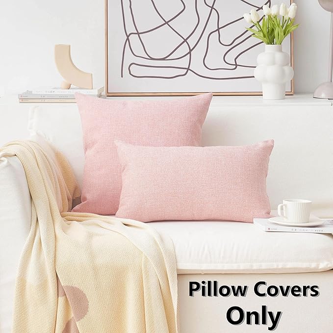 Home Brilliant Pillow Covers 20x20 Decorative Lined Linen Euro Pillow Cover Accent Cushion Case for Valentine's Day Couch, 20 x 20(50cm), Baby Pink