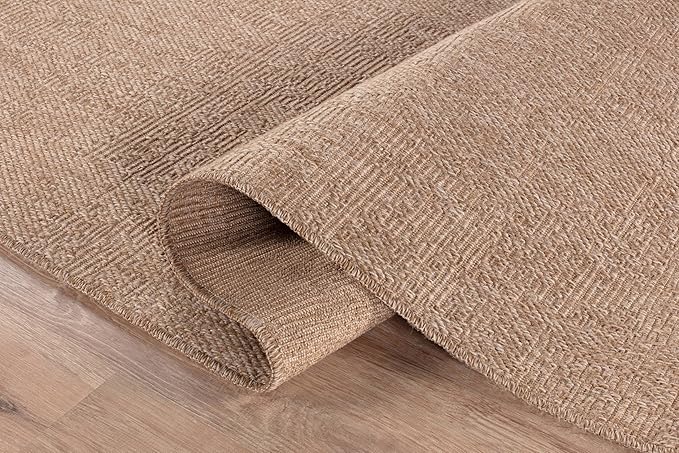 Washable Easy Jute Rug 2x7, Indoor Outdoor Runner Rugs, Natural Color Farmhouse Area Rugs for Living Room, Kitchen Rug High Traffic Area, Easy to Clean Solid Boho Woven Design Carpet (2 X 7 Natural)