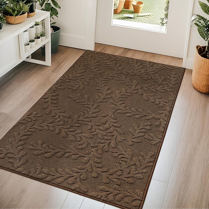 BEQHAUSE Door Mats 36”x60”, Dirt Trapper Doormats Indoor, Non-Slip Washable Entryway Rugs, Super Absorbent Welcome Mat for Front Door, Muddy Shoes & Paws, Brown