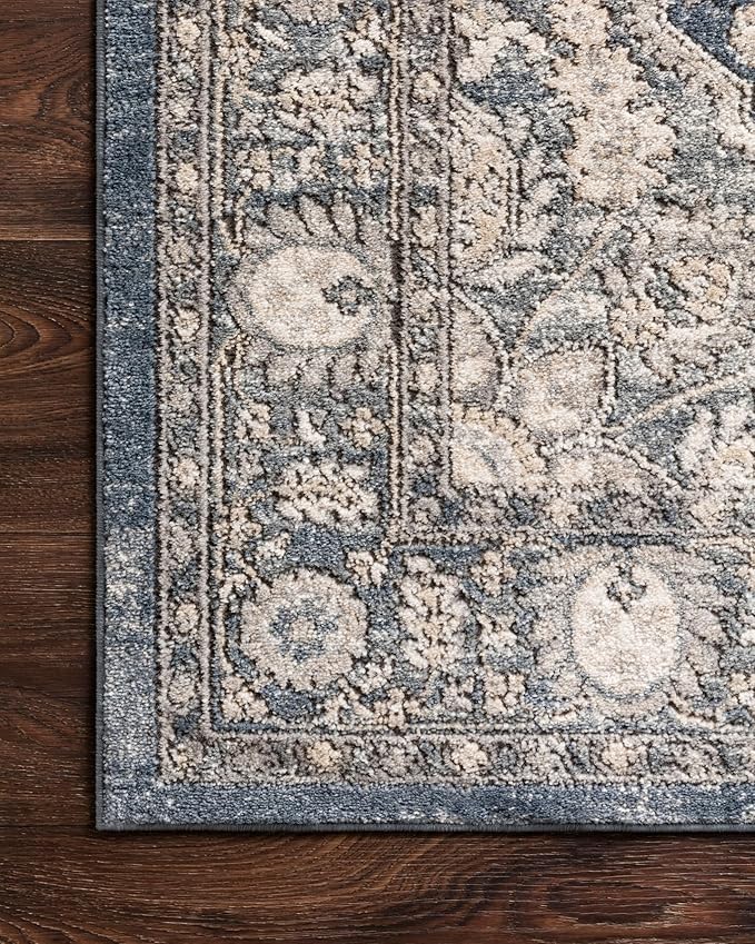 Loloi Teagan Collection TEA-01 Denim/Mist 5'-3" x 7'-6" Area Rug, Large, Soft Neutral Rug, High-Traffic for Living Room, Bedroom, Home Office, Dining Area