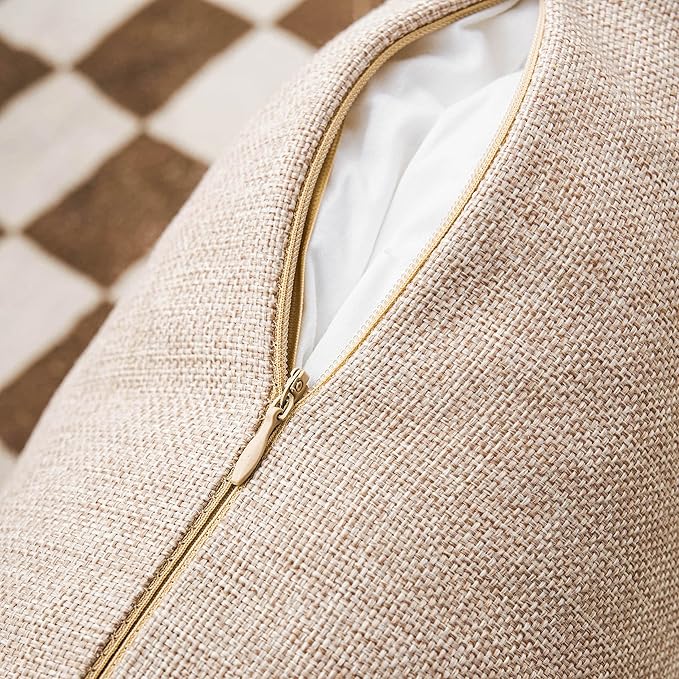 Home Brilliant Textured Linen 12x20 Pillow Cover Set of 4 Decorative Burlap Throw Pillows Covers for Couch Bedroom Sofa, 12 x 20 inch (30x50 cm), Light Linen