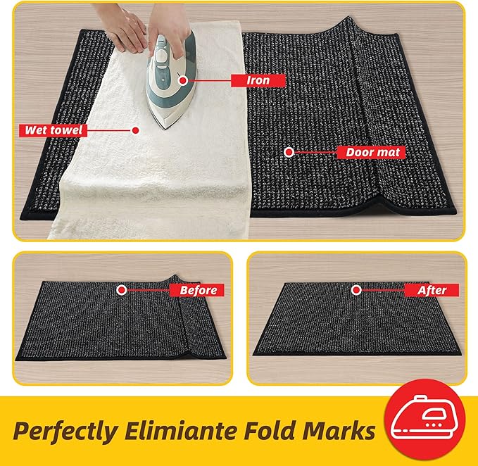 JSEI Dirt Trapper Door Mat 24"x36" Non-Slip Washable Entrance Mat, Dog Doormats, Absorbent & Fade-Resistant Floor Mats, Low Profile Welcome Mats for Entryway, Front Door, and Inside Entrance, Black