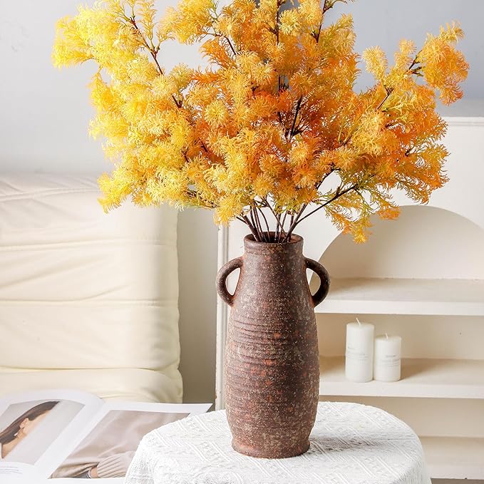 Ceramic Rustic Vase, Farmhouse Decorative Flower Vase for Home Decor, Rusty Vase for Living Room Bedroom Kitchen Office Decor Centerpiece Table Decorations