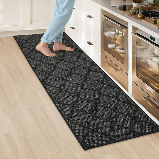 COSY HOMEER Kitchen Rug Non Slip Washable 24"x71", Absorbent Kitchen Mats for Floor, Runner Rugs for Kitchen Floor, 100% Polypropylene Kitchen Sink Rug (Dark Grey)