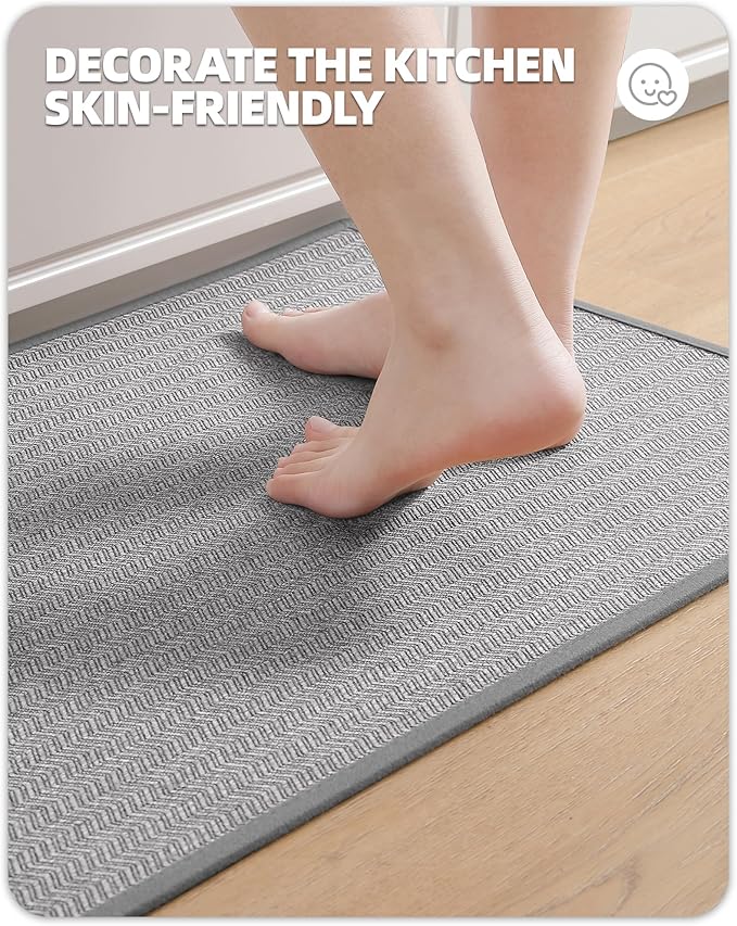 Color&Geometry Kitchen Rugs Kitchen Mats for Floor, 17"X79" Light Grey Kitchen Rugs Non Slip Washable with Rubber Backing, Quick Dry, Low Pile, Easy Clean Kitchen Runner Rug Kitchen Sink Mat