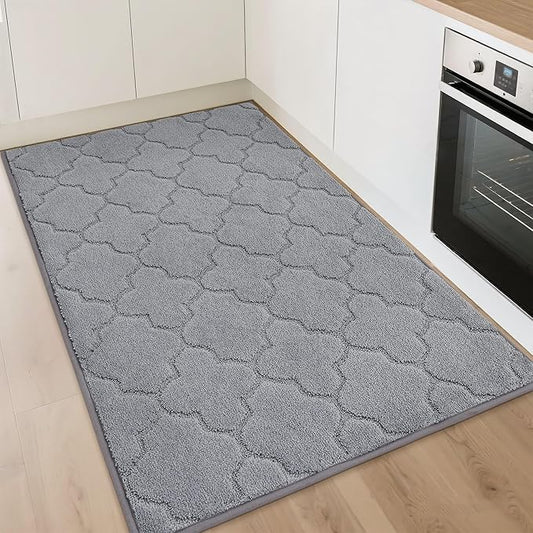 COSY HOMEER Kitchen Rugs 32"x48" Non-Slip Washable Kitchen Mats for Floor Absorbent Kitchen Carpet Soft Rugs for Kitchen,Sink Mat,Entrance,Area Rug,Grey