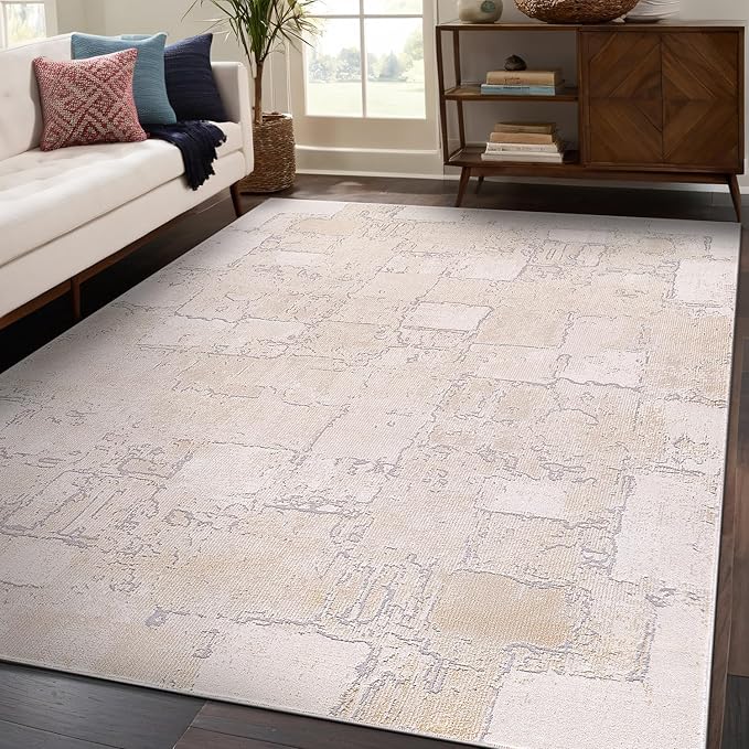 Beverly Rug Living Room Rug 5x7 Modern Luxury Ultra Soft Vintage Indoor Area Rugs for Kitchen Dining Room Stain Resistant Non Shedding Indoor Carpet Alfombras para Salas Modernas (5 x 7 Beige)