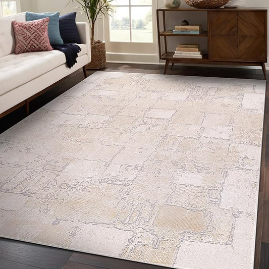 Beverly Rug Living Room Rug 5x7 Modern Luxury Ultra Soft Vintage Indoor Area Rugs for Kitchen Dining Room Stain Resistant Non Shedding Indoor Carpet Alfombras para Salas Modernas (5 x 7 Beige)