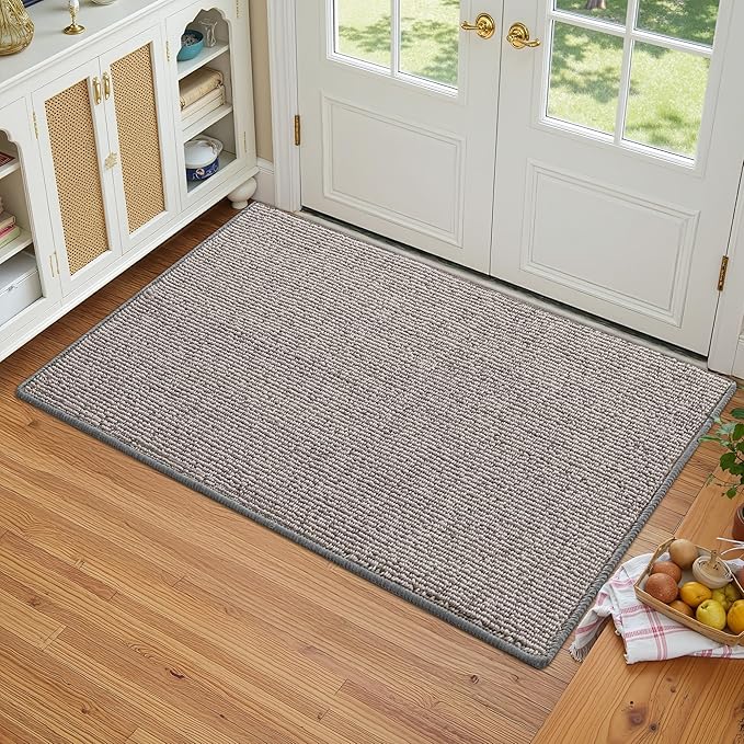 GRANNY SAYS Front Door Mat Outside Entrance, Door Mats for Entryway, Welcome Matt Non-Slip, Large Front Porch Mat Low Profile Resist Dirt, 36" x 60", Grey Beige