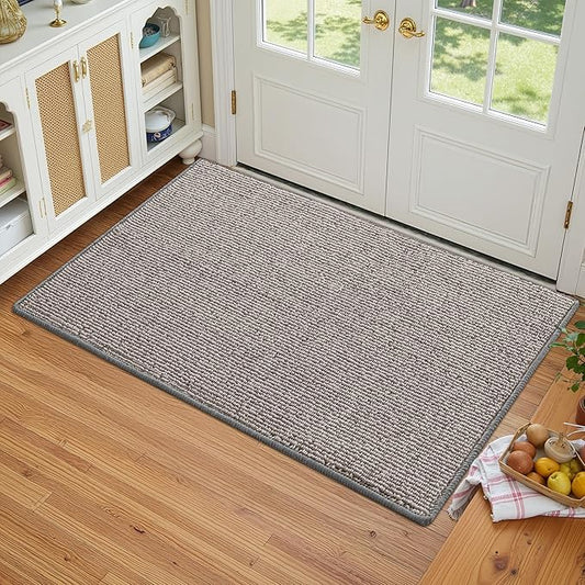 GRANNY SAYS Front Door Mat Outside Entrance, Door Mats for Entryway, Welcome Matt Non-Slip, Large Front Porch Mat Low Profile Resist Dirt, 36" x 60", Grey Beige