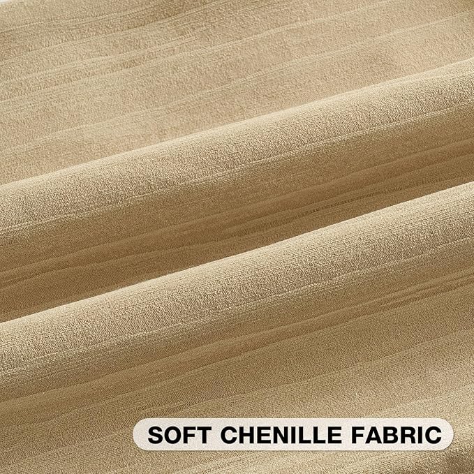 FUTEI Apricot Chenille Decorative Throw Pillow Covers 16x16 Inch Set of 2,Soft Crushed Striped Texture Cushion Case,Modern Home Decor for Couch Bed Living Room