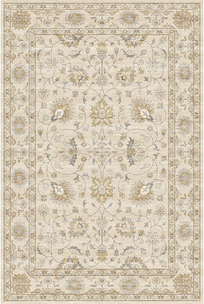 Fortsea Machine Washable Soft Area Rug 8x10 with Non Slip Backing for Living Room,Floor Decoration Carpet Mat Area Rugs 8x10 Clearance Bedroom Rug for Living Room (Beige Gold, 8X10FT)……