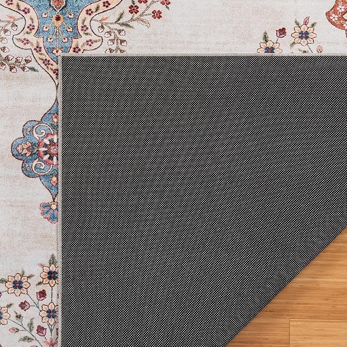 Gertmenian Indoor Boho Area Rug - 5x7 Standard, Non Slip, Super Strong, Ideal for High Traffic Areas in Bedroom, Living Room, Kitchen - Dainty Medallion, Multi, 24532