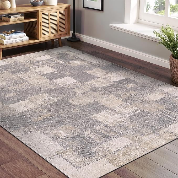 Beverly Rug Living Room Rug 6x9 Modern Luxury Ultra Soft Vintage Indoor Area Rugs for Kitchen Dining Room Stain Resistant Non Shedding Indoor Carpet Alfombras para Salas Modernas (6 x 9 Gray)