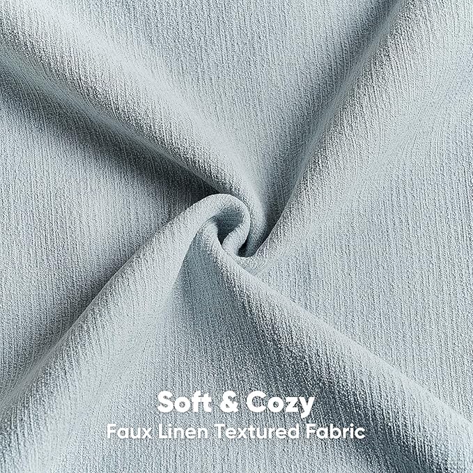 HAUSSY Dusty Blue Throw Pillow Covers 16x16 Inch Set of 2,Boho Decorative Faux Linen Throw Pillows Cozy Farmhouse Accent Cushion Covers,Home Decor for Couch Sofa Bed Living Room