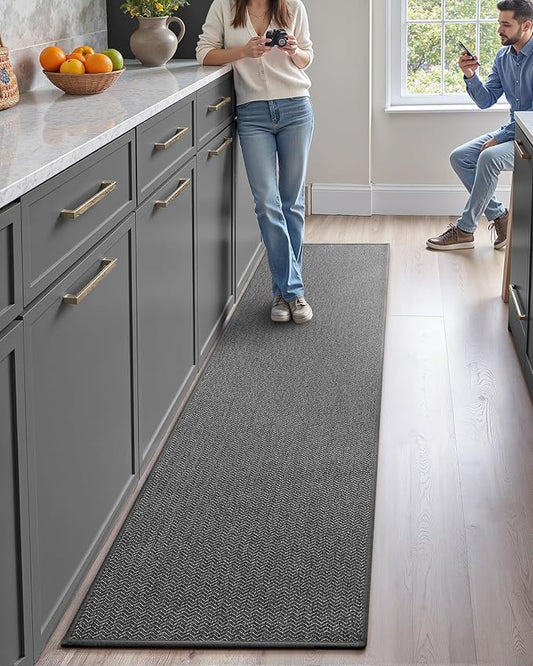 Color&Geometry Kitchen Rugs Kitchen Mats for Floor, 17"X59" Dark Grey Kitchen Rugs Non Slip Washable with Rubber Backing, Quick Dry, Low Pile, Easy Clean Kitchen Runner Rug Kitchen Sink Mat