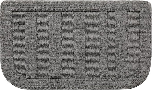 BEQHAUSE 24x40 Inch Kitchen Rug Mat Durable Kitchen Rugs Non-Slip Washable Absorbent Kitchen Mats for Floor Dirt-Resistant Semicircular Kitchen Mat (Grey)