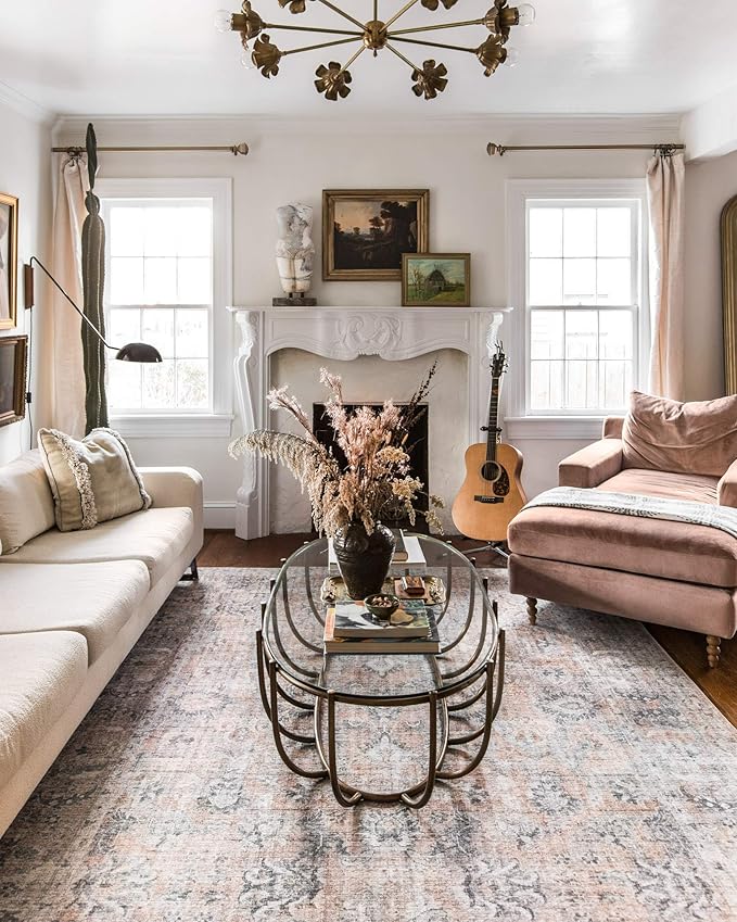 Loloi Skye Collection SKY-01 Blush/Grey 2'-6" x 10'-0" Runner Rug