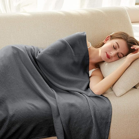 AmyHomie Cooling Blanket King Size, 100% Rayon Derived from Bamboo, Cool Summer Blanket for Hot Sleepers, Soft Comfy Lightweight Blankets for All Seasons (Dark Gray, 90×108in)