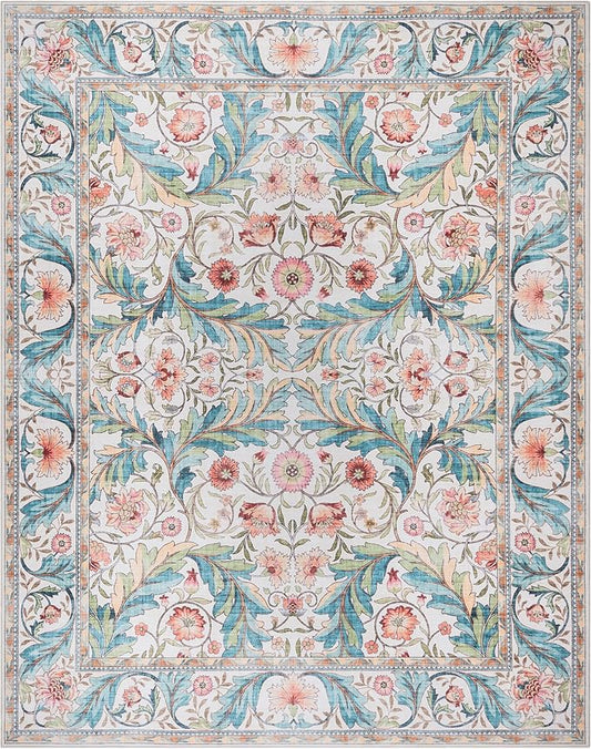 Gertmenian Indoor Boho Area Rug | Home Decor for Entryway, Bedroom, Living Room, Office, Kitchen | Non Slip, Soft, Printed Accent Rugs | Altair, Ivory, 5x7 Standard, 24504