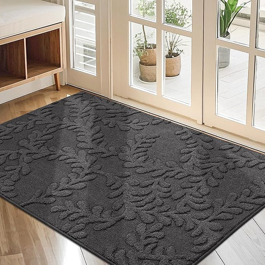 BEQHAUSE Door Mats 32”x48”, Dirt Trapper Doormats Indoor, Non-Slip Washable Entryway Rugs, Super Absorbent Welcome Mat for Front Door, Muddy Shoes & Paws, Dark Grey