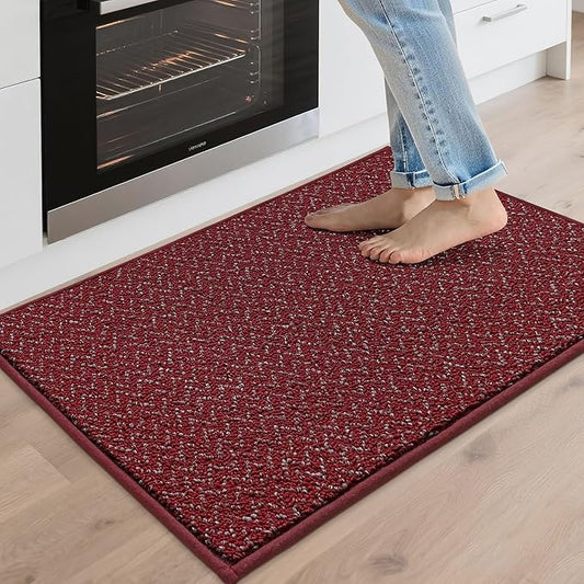 COSY HOMEER Kitchen Rugs 20"x32" Non-Slip Kitchen Mats for Floor Absorbent Stain Resistant Kitchen Floor Mat Machine Washable Rugs for Kitchen,Hallway,Sink,Red