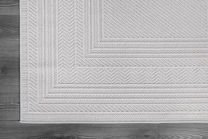 Luul Home Micro Loop Indoor Rug White 5x7 Boho Geometric Neutral Area Rugs for Living Room Soft Luxury Modern Low and High Pile Durable Stain Resistant Non-Shedding Indoor Area Carpet 5 x 7