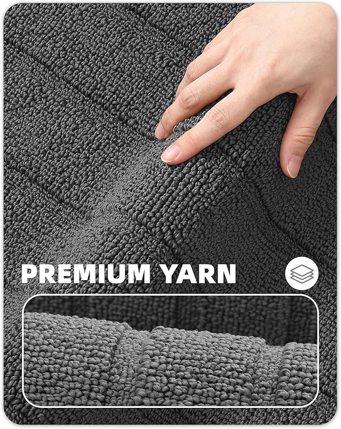 Color&Geometry Striped Designed Absorbent Washable Polypropylene Kitchen Floor Mat, Grey 17"x59", Non Slip TPE Backed, Low-Profile Sink Runner Rugs, Easy Clean Long Kitchen Carpet (Roll Packed)
