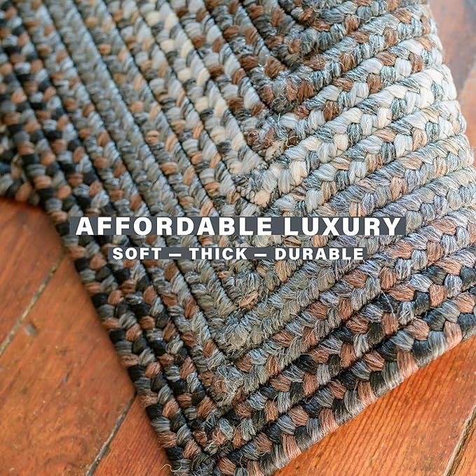 Midnight Moon Brown Braided Rug 2x3' Oval - Indoor & Outdoor - Rustic Country Decor for Bathroom, Entryway, Everywhere