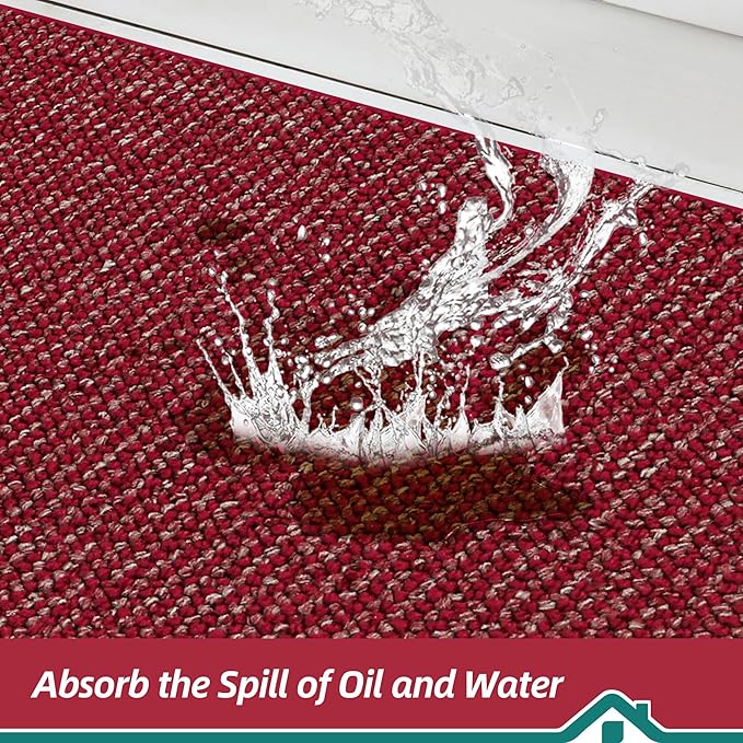 BEQHAUSE Kitchen Runner Rugs 24"x60", Non-Slip Kitchen Mats for Floor, Super Absorbent and Stain Resistant Kitchen Rug, Machine Washable Rugs for Kitchen, Hallway, Laundry & Sink, Red