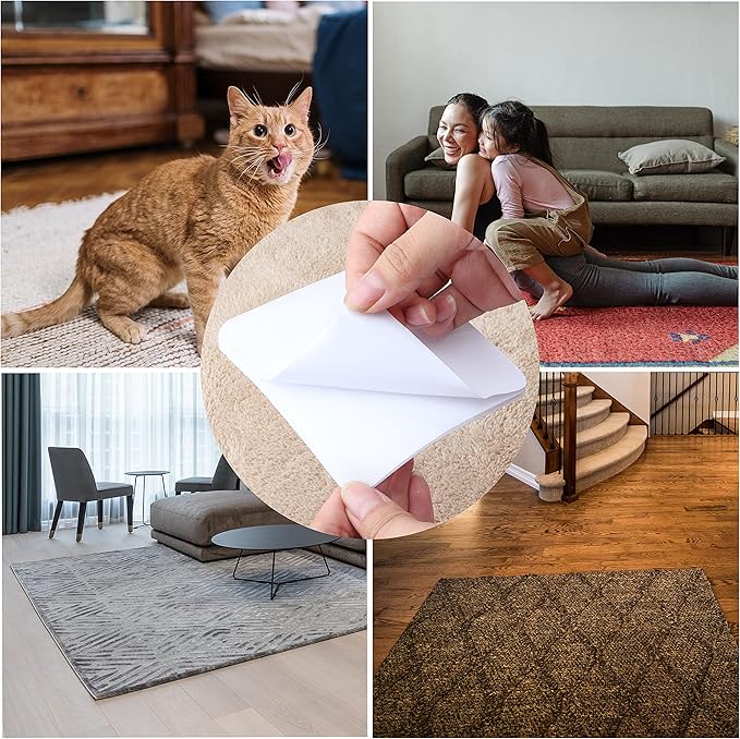 10pack Grippers for Hardwood Floors, Non Slip Carpet Tape to Keep Area Rugs in Place