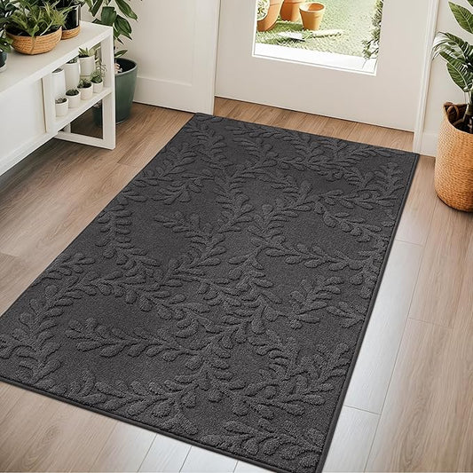 BEQHAUSE Door Mats 36”x60”, Dirt Trapper Doormats Indoor, Non-Slip Washable Entryway Rugs, Super Absorbent Welcome Mat for Front Door, Muddy Shoes & Paws, Dark Grey