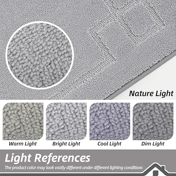 BEQHAUSE Kitchen Rugs Non-Slip Washable, Machine Washable Kitchen Mats Absorbent Soft Kitchen Runner Rugs for Floor,Sink,Hallway,Laundry,32"x48", Light Grey