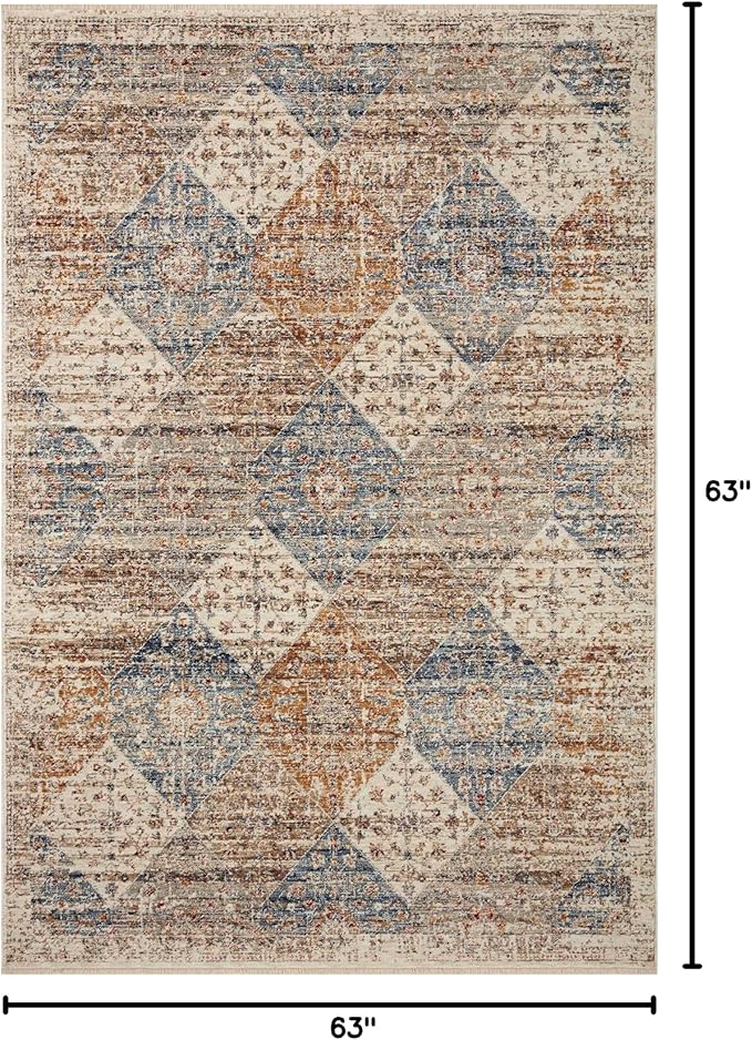 Loloi Sorrento Collection SOR-02 Ivory/Multi 5'-3" x 5'-3" Round Accent Rug