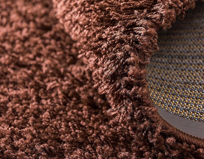 Unique Loom Solid Shag Collection Area Rug (2' 6" x 16' 5" Runner, Chocolate Brown)