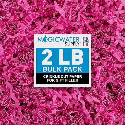 MagicWater Crinkle Cut Paper for Gift Baskets - 2LB - Pink- Perfect for Shredded Paper Filler, Basket Filler, Gift Boxes, Bridesmaid Gifts, Christmas Stuffers & More – Ideal for All Occasions