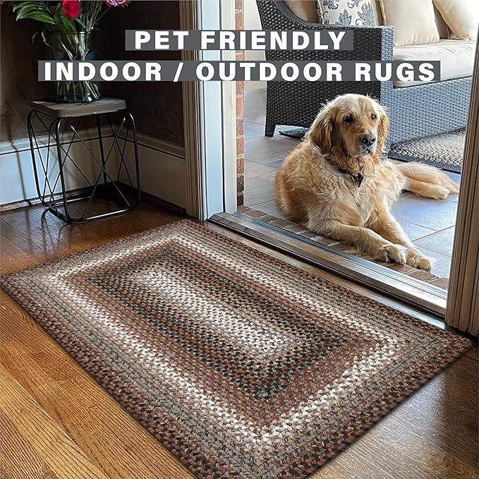 Midnight Moon Brown Braided Rug 2x3' Oval - Indoor & Outdoor - Rustic Country Decor for Bathroom, Entryway, Everywhere