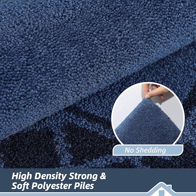 BEQHAUSE Door Mat Dirt Trapper Non Slip Entryway Rugs Absorbent Welcome Mat Low Profile Washable Front Door Mat for Muddy Paws,Entrance,Hallway, 36" x 60",Navy Blue