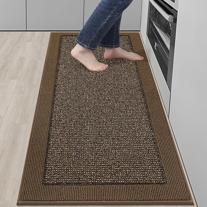 BEQHAUSE Kitchen Runner Rugs 24"x60", Kitchen Rugs Non-Slip Kitchen Mats for Floor, Absorbent and Stain Resistant Kitchen Mats, Machine Washable Rug for Kitchen, Hallway, Laundry & Sink, Brown