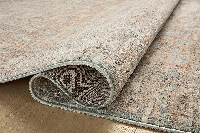 Loloi Angela Rose Blake Collection BLA-05 Sand/Sky 5'-3" x 7'-6", .25" Pile Height, Fringe, Area Rug