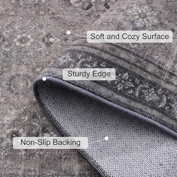 Vanmoos 2x3 Washable Area Rug – Soft, Non-Slip Entrance Rug, Durable Indoor Door mat, Floor Carpet for High-Traffic Areas, Entryway, Kitchen, and Bedside, Urban Luxe/Olive Brown